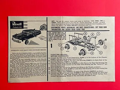 Revell - 1956 Mercury Montclair Car - Original Model Kit Instruction Sheet -1/25 • $20