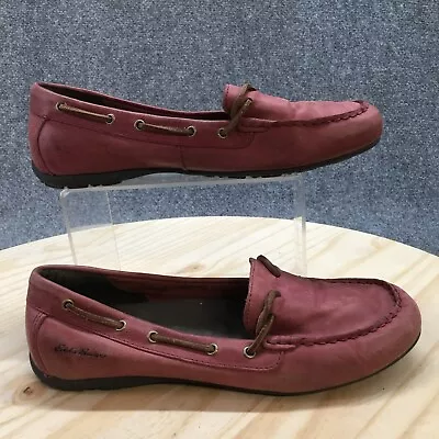 Eddie Bauer Shoes Womens 8.5 Slip On Loafers Maroon Leather Comfort Moc Toe • $28.99