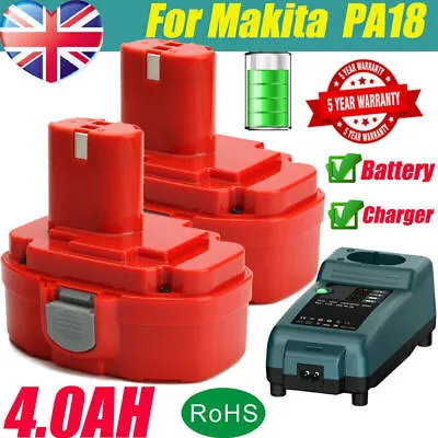 4X 5.0AH For Makita 18V PA18 Battery/Charger 1822 1823 1835 8391D 4334D 194158-6 • £14.99