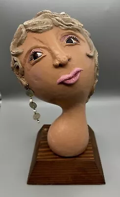 Vintage Female Head Bust Art Sculpture Display Paper Mache OOAK Unique • $85