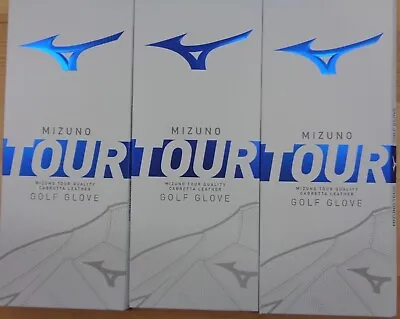 THREE (3) New MENS Mizuno TOUR Golf Gloves PICK A SIZE WHITE/BLACK • $50