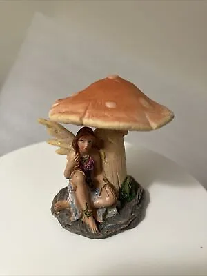 Flower Fairy Sheltering Under Mushroom Fairy Figurine Ornament Puckator 2” High • $8