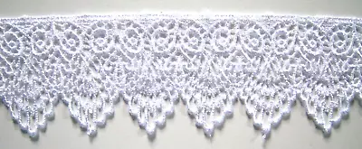 3 Yds. White Rayon 2  Pointed Guipure Venise Lace Vt-77w • $4.47