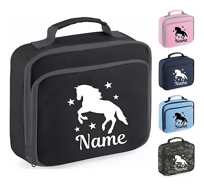 Personalised Name Pony Horse School Lunch Bag Snack Box Kids Gift Cooler Bag • £13.99