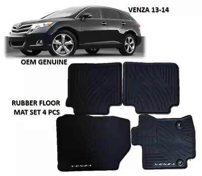 Rubber Floor Mat Set 4 Pcs Venza Toyota Oem Genuine All Weather Black Whit Logo • $95.96