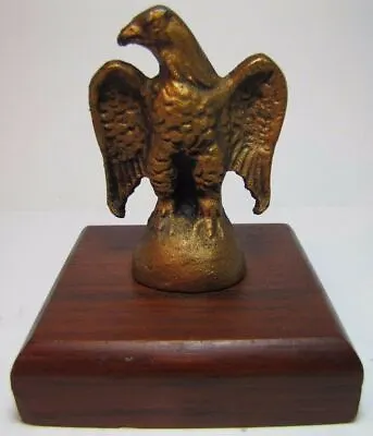 Old Cast Iron EAGLE PAPERWEIGHT Detailed Figural Metal Bird Mounted Wooden Base • $54