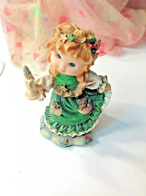 K's Collection LITTLE GIRL Angel In GREEN Dress Ceramic Figurine  3.5 IN DV59 • $8.99