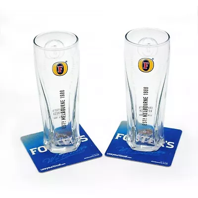 Fosters Lager Half Pint Glass X 2 + FREE 2 Coasters Official Brand New • £7.95