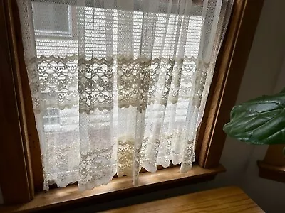 Lot Of 3 Vintage Lace Curtain Panels 85  W X 68  Long • $5.99