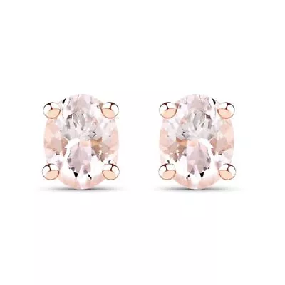 Morganite Stud Earrings Oval 0.68 CTW 14k Gold Plate On Sterling Silver • $41.50