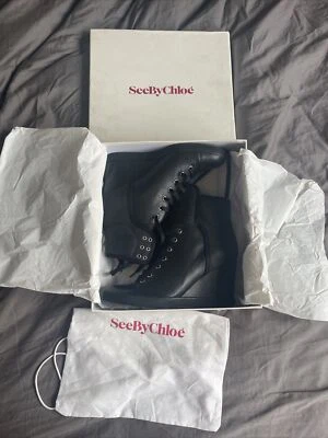 £50 • Buy See By Chloe Nappa Wedge Boots Bnib Size U.K. 8 41