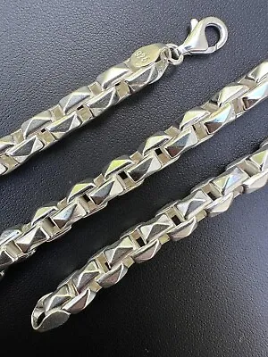 8mm 925 Sterling Silver Men Diamond Cut Rolo Hermes Link Chain Necklace Bracelet • $123.95