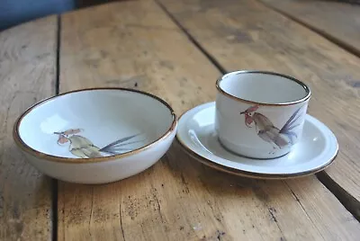 £15 • Buy Grayshott Pottery Hand Painted Cockerel  Rooster Chicken Stoneware Breakfast Set