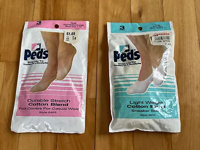 4 Pair WOMENS VINTAGE Peds - Durable Stretch & Light Weight Cotton Blend - NOS • $19.99