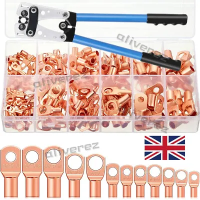 220pcs Battery Copper Cable Lugs Crimp Ring Terminals Electrical Wire Connectors • £8.99