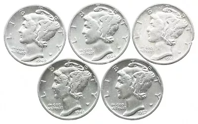 High Grade Lot 1942 1936 1943 1943-D 1937 Mercury Dime Collection *378 • $0.01