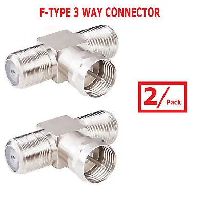 2x F-Type Coax Cable Splitter Combiner Adapter 3 Way Connector RG6 For TV Video • $6.60