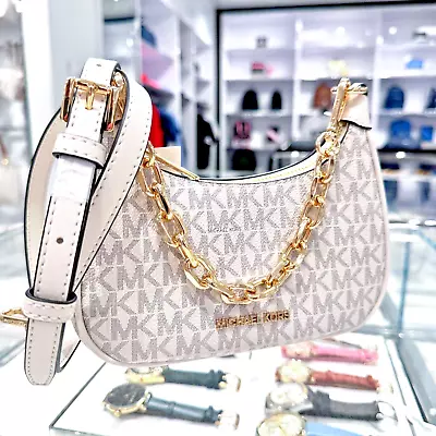 Michael Kors Cora Mini Zip Pouchette Crossbody Shoulder Bag Vanilla Light Cream • $79.95