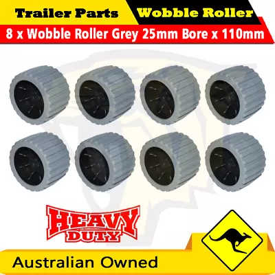 8 X Wobble Roller Grey 25mm Bore Wide 3 X4  110x73mm Boat Jet Ski Trailer • $64