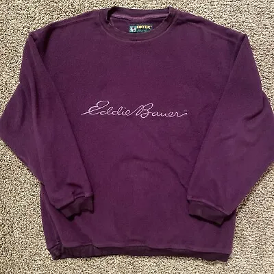 Vintage 90s Eddie Bauer EBTek Fleece Crewneck Sweatshirt Pullover Purple Medium • $9