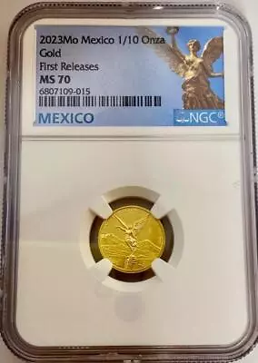 2023 Mexico 1/10th Onza Oro Puro Libertad Gold Coin MS 70 NGC First Release NGC • $242.50