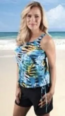Jodee Mastectomy Swim Suit Blouson Top  Sunset Palms  Size 20 • $20