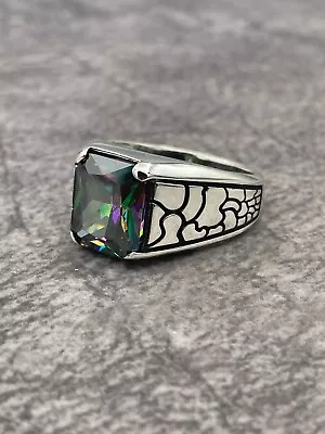 Men Mystical Topaz Handmade Designs 925 Silver Ring Signed Unique Small Style • $47.50
