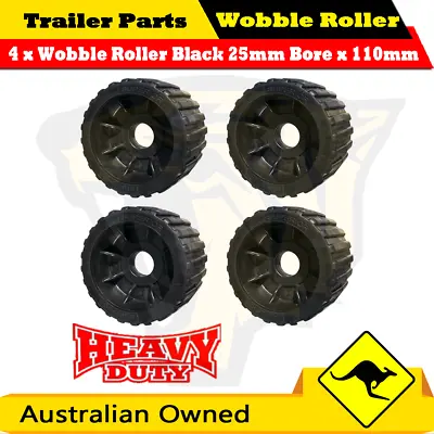 4 X Wobble Roller Black 25mm Bore Wide 3 X4  110x73mm Boat Jet Ski Trailer • $32