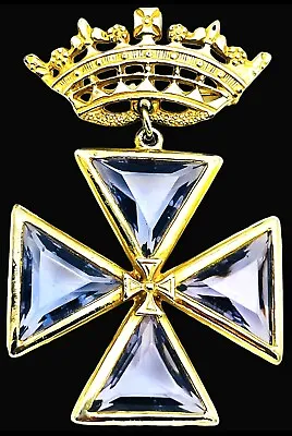 ACCESSOCRAFT Purple Trillion Cut Glass Maltese Cross Vintage Brooch Pin Pendant • $199.99