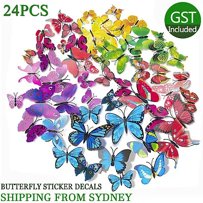 12X 3D Butterfly Wall Removable Sticker Decals Art Nursery Magnets Kids Decor AU • $4.09