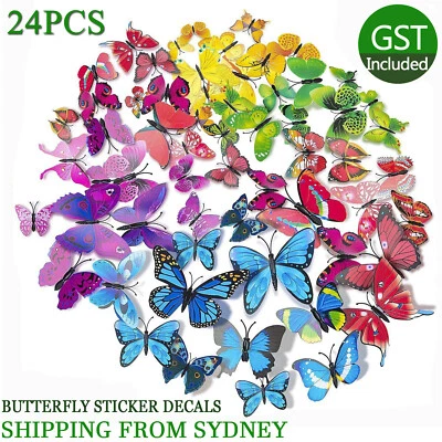 12X 3D Butterfly Wall Removable Sticker Decals Art Nursery Magnets Kids Decor AU • $5.48