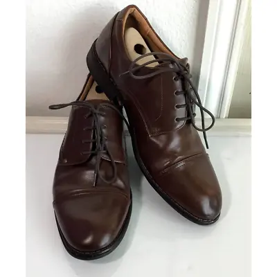 H&M Mens 8.5 US/41EUR Brown Leather Round Toe ShapeLace Up Dress Shoes 1  Heel.  • $25