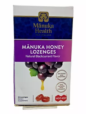 Manuka Health MGO 400+ Manuka Honey Lozenges With Blackcurrant 15 Lozenges • $10.83