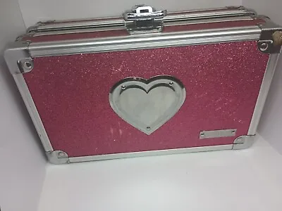 Vaultz Embossed Hot Pink Glitter Silver Heart Supply Pencil Box Case - No Key • $12