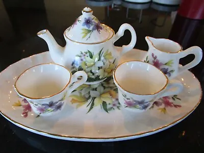 Staffordshire Collection Miniature Tea Set Fine English China Good Used Conditio • $44.79