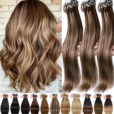 CLEARANCE Remy Micro Loop Ring Beads Human Hair Extensions Full Head BALAYAGE 20 • $29.44