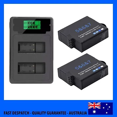 2x 2100mAh Battery +Charger For GoPro Hero 8 For Go Pro HERO 8 /7/6 /5 Black • $43.90