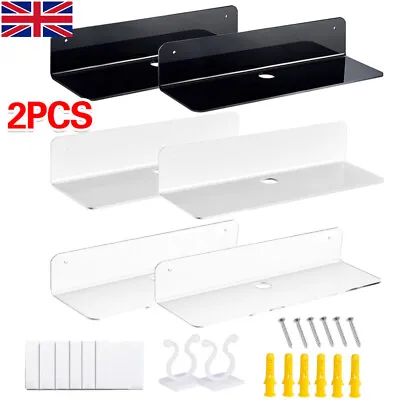 Acrylic Floating Shelf Wall Mounted Small Display Shelves Speaker Holder Rack • £8.99