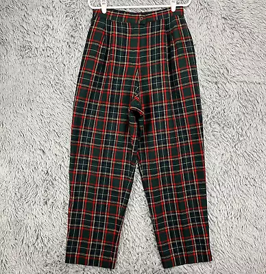 Vintage Koret Plaid Tartan High Waist Pleat Pants Women's 14 Wool Blend 80's • $24.97