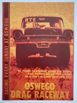 Vrhtf Nhra Vtg Style 60's Oswego Raceway Drag Racing Poster 14  X 20  • $59.99