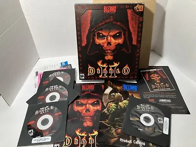 Diablo II PC BOX Blizzard Entertainment Manual Warcraft Poster More COLLECTORS • $89.99