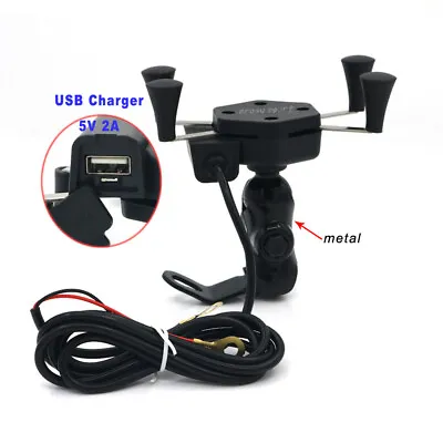 Phone Holder Mount For Motorcycle Bicycle Handlebar Mirror Bracket GPS With USB • $16.37