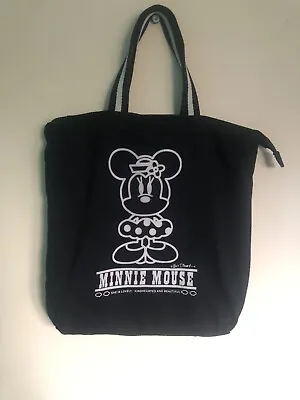 Disney Minnie Mouse Graphic Design Black Tote Bag Shopper Shopping Bag • £9.99
