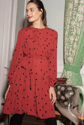 £17.90 • Buy Seraphine Red Polkadot Maternity And Nursing Dress Size 14