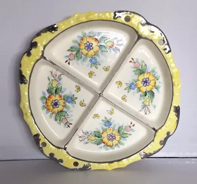 VTG Asian Moriyama Mori-Machi Hand-painted Divided Plate Nut Candy Dish Ceramic • $9.95