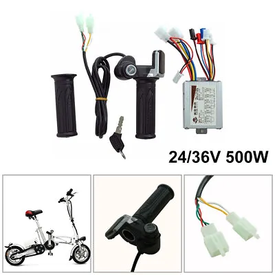 24V/36V Electric Bicycle Scooter Brush DC Motor Speed Controller + Throttle Grip • £19.17
