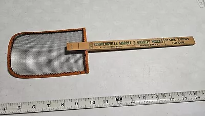 Vtg Schwenkville Marble & Granite Works Grave Stone Advertising Wood Flyswatter • £19.27