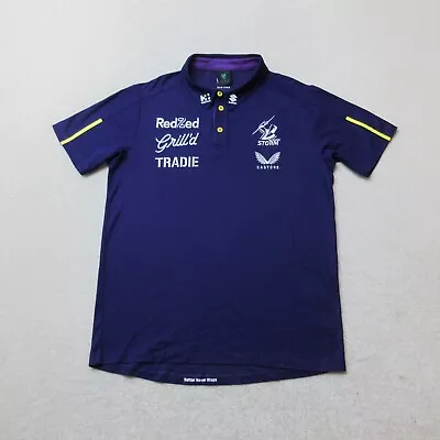 Melbourne Storm Polo Shirt Mens Medium Purple Polo Shirt NRL Rugby Castore NWOT • £20.99
