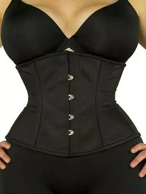 NEW! Overstock!411 Standard Black Cotton 34  Underbust Corset Double Steel Boned • $45.95