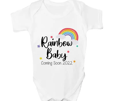 £5.99 • Buy Personalised Rainbow Baby Grow Announcement Bodysuit Customised Vest Gift